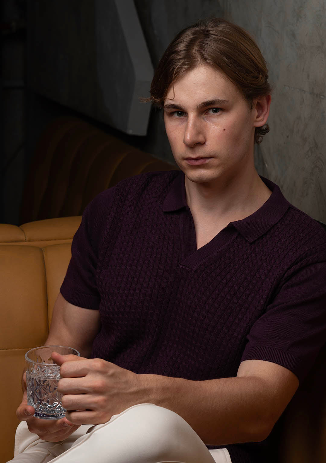 Ghazal Knit Polo in Mulberry