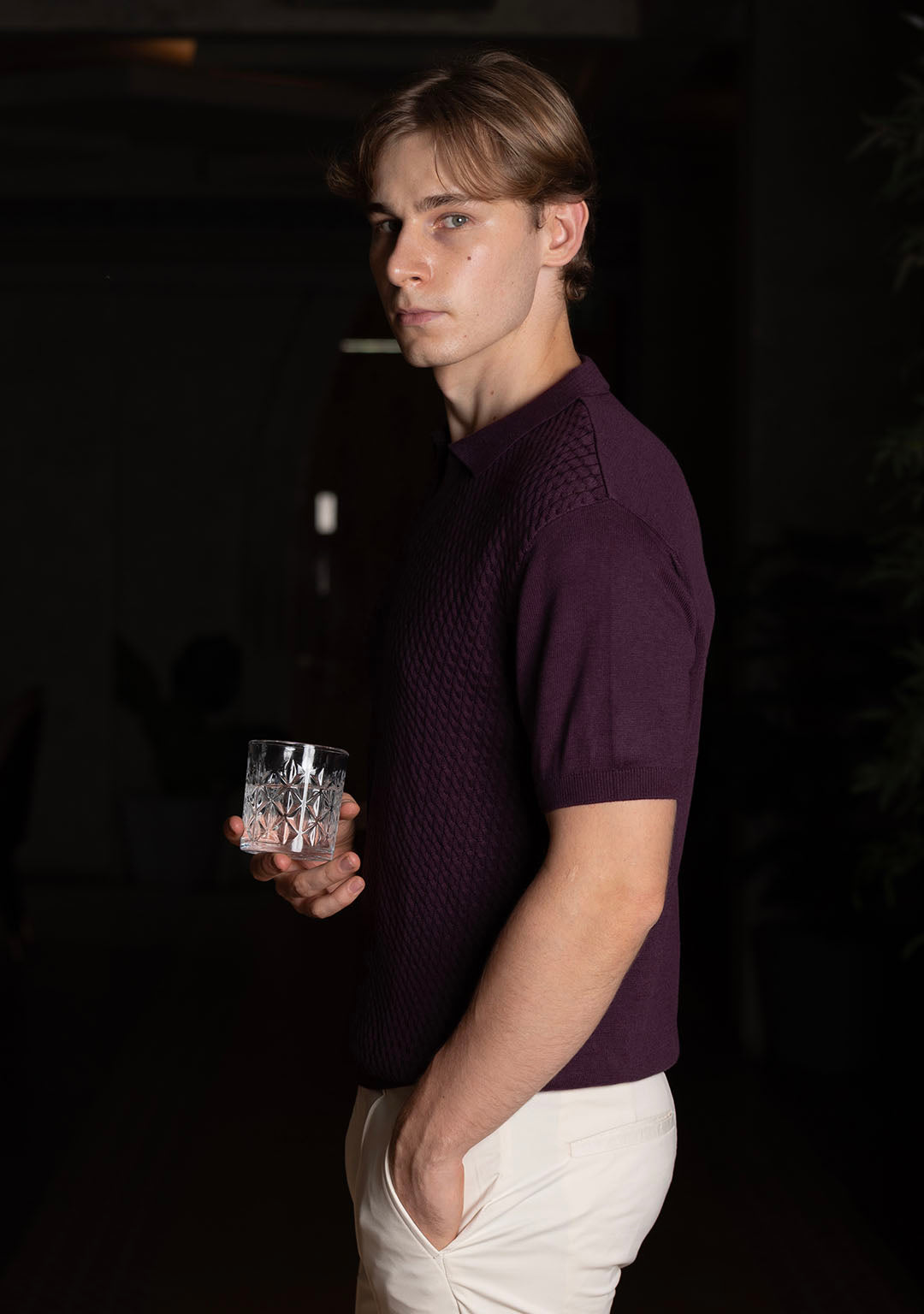 Ghazal Knit Polo in Mulberry