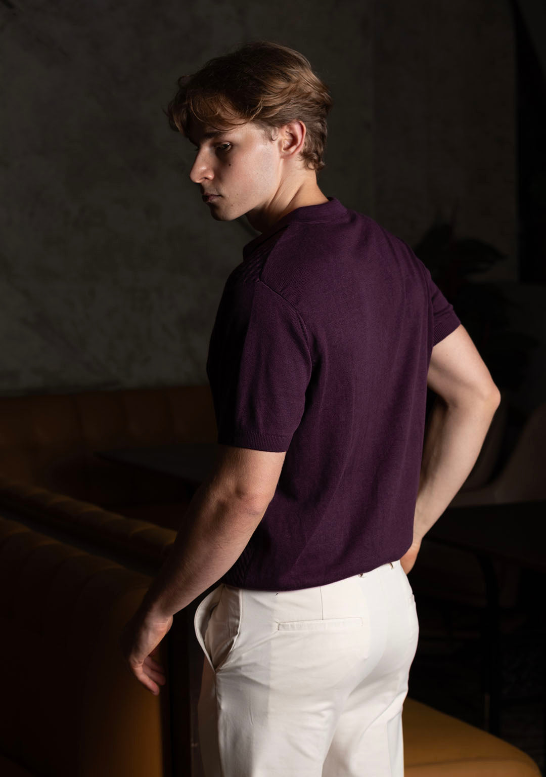 Ghazal Knit Polo in Mulberry