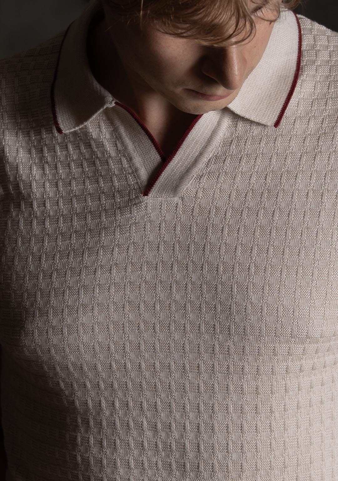 Ghazal Knit Polo in Oat Milk