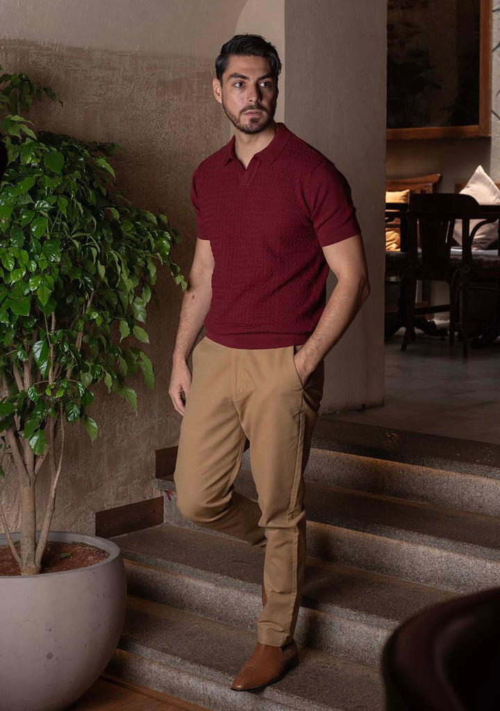Ghazal Knit Polo in Wineberry