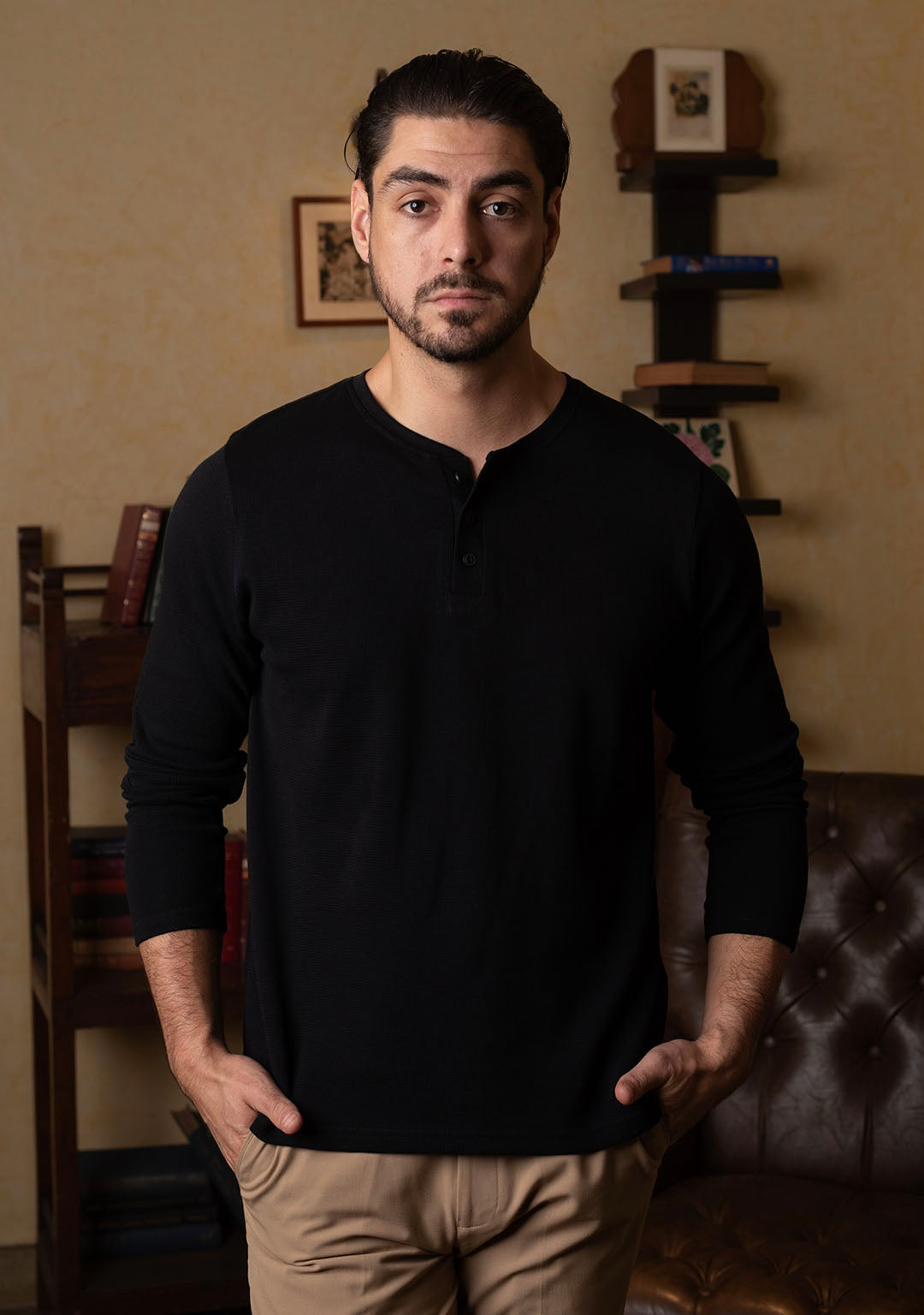 Henley Full Sleeves in Black