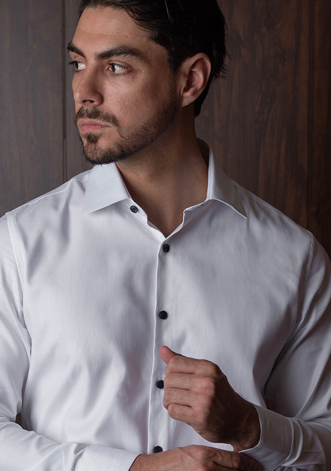 Iconic White Shirt With Blue Buttons