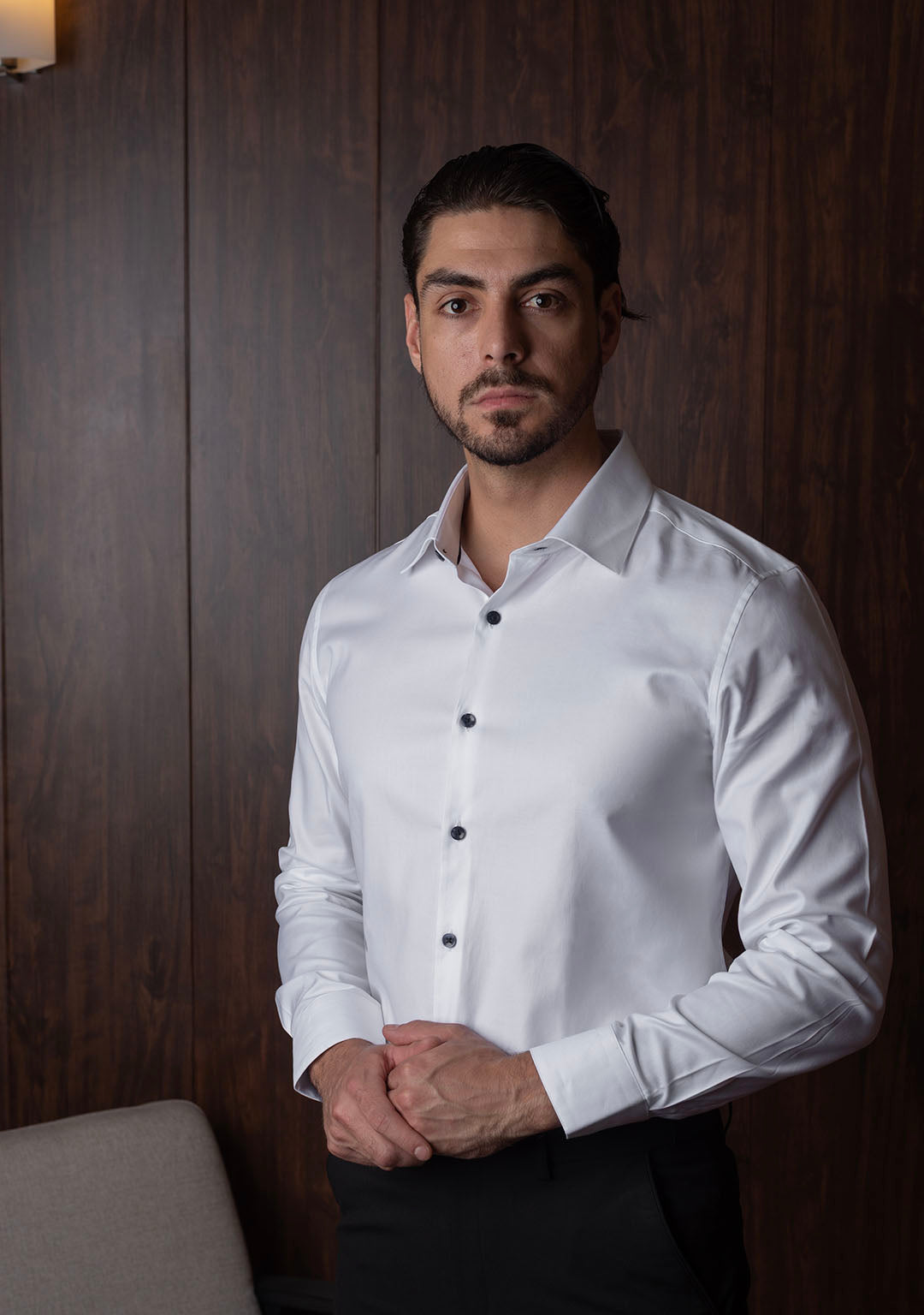 Iconic White Shirt With Blue Buttons