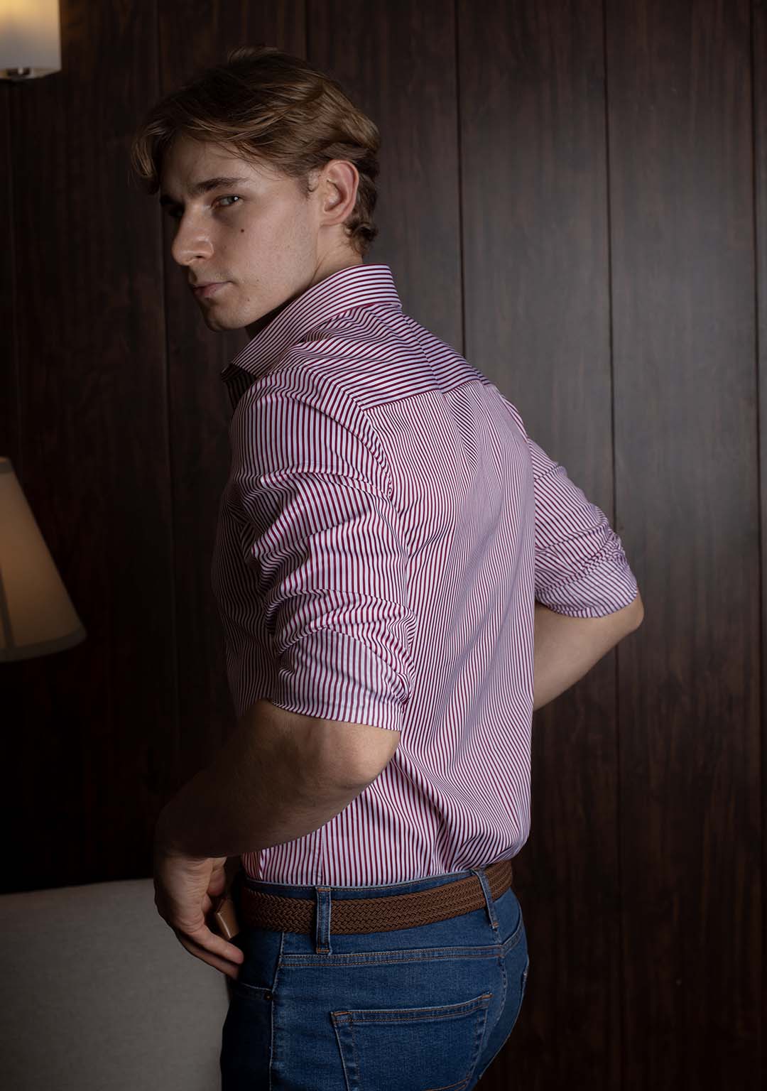 Striped Shirt in Deep Cherry
