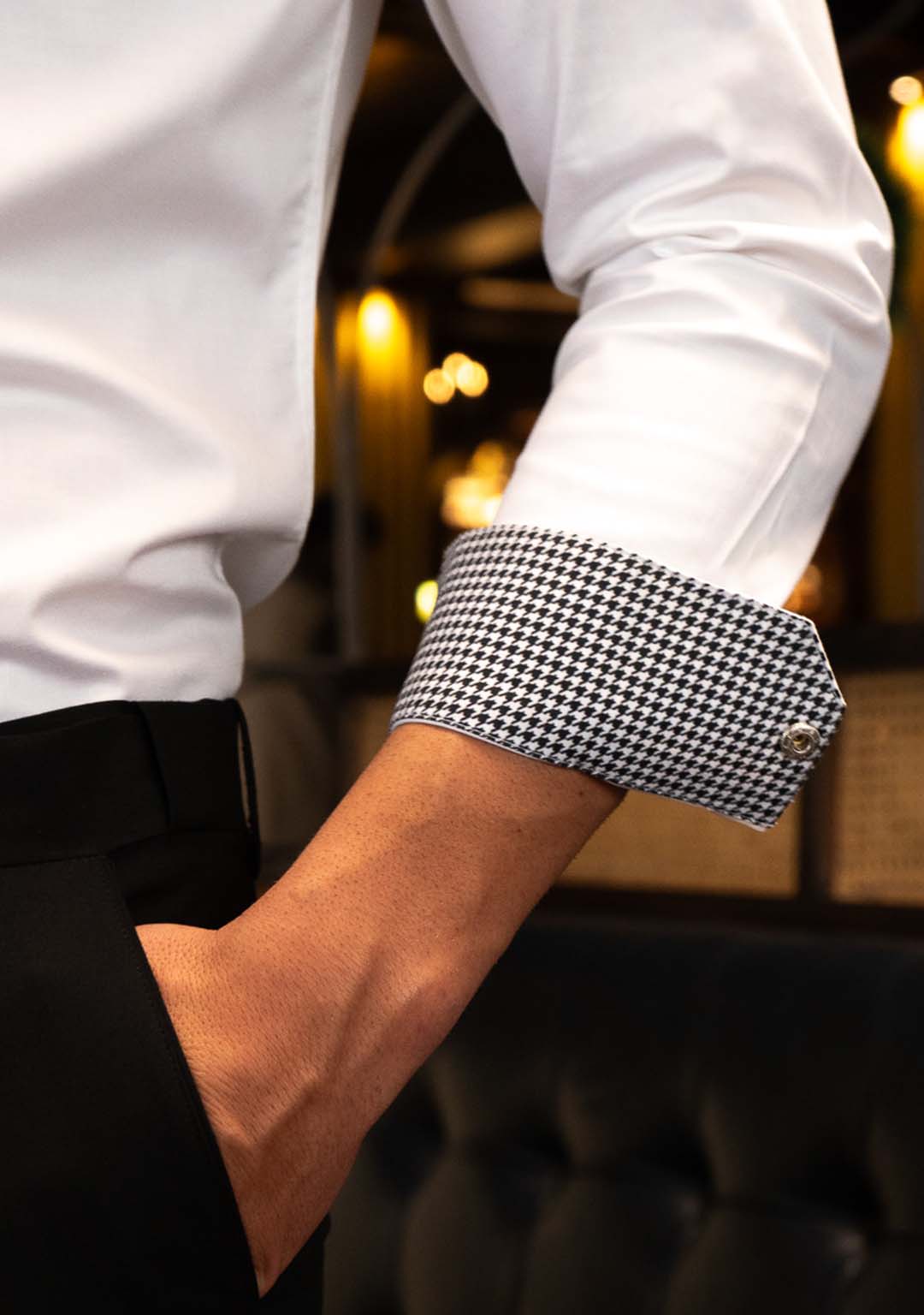 White with Houndstooth