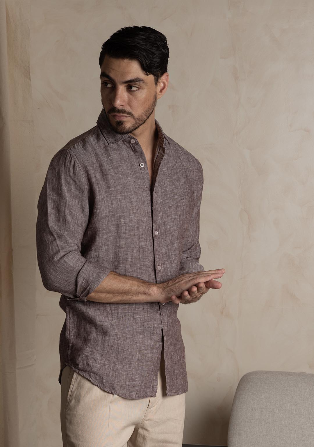 Linen Shirt in Rum Raisin
