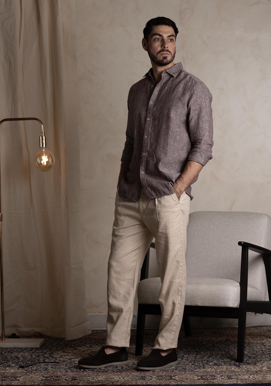 Linen Shirt in Rum Raisin