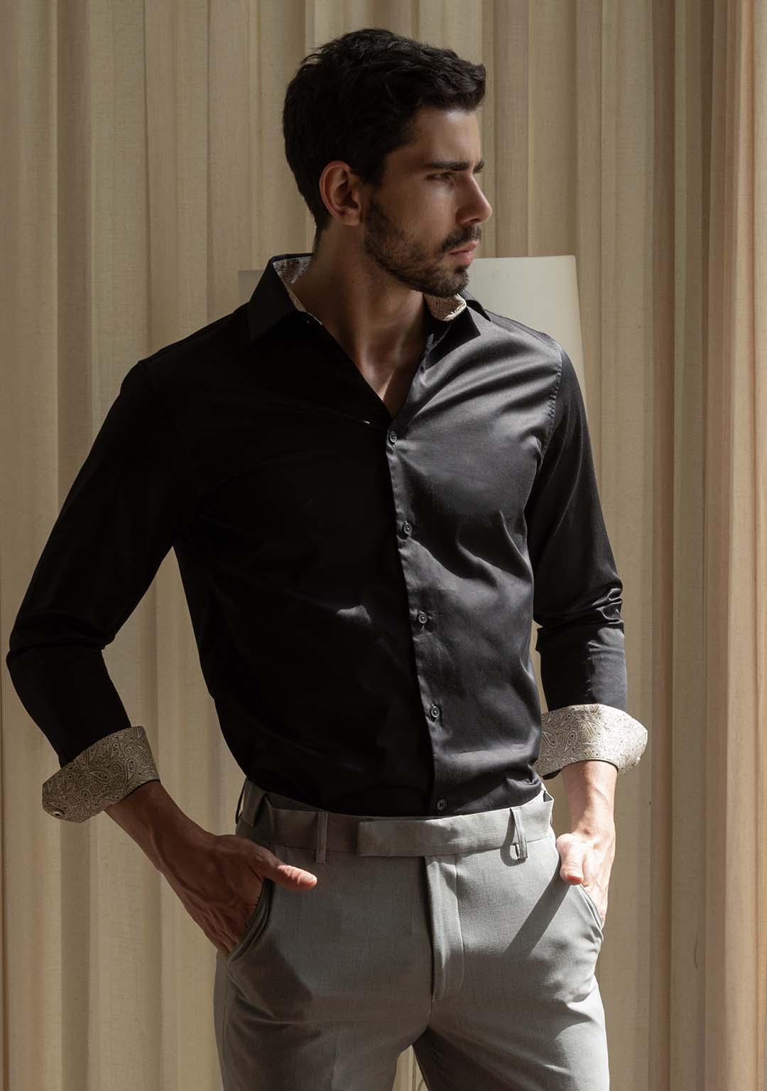 Black with Paisley Detail