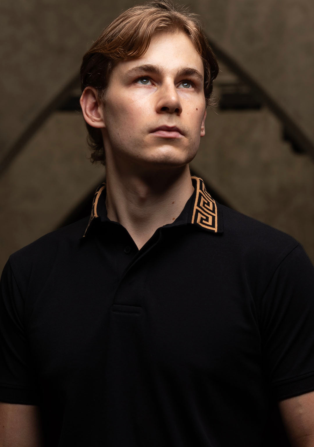 Luxury Polo in Black Greek Meander