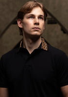 Luxury Polo in Black Greek Meander