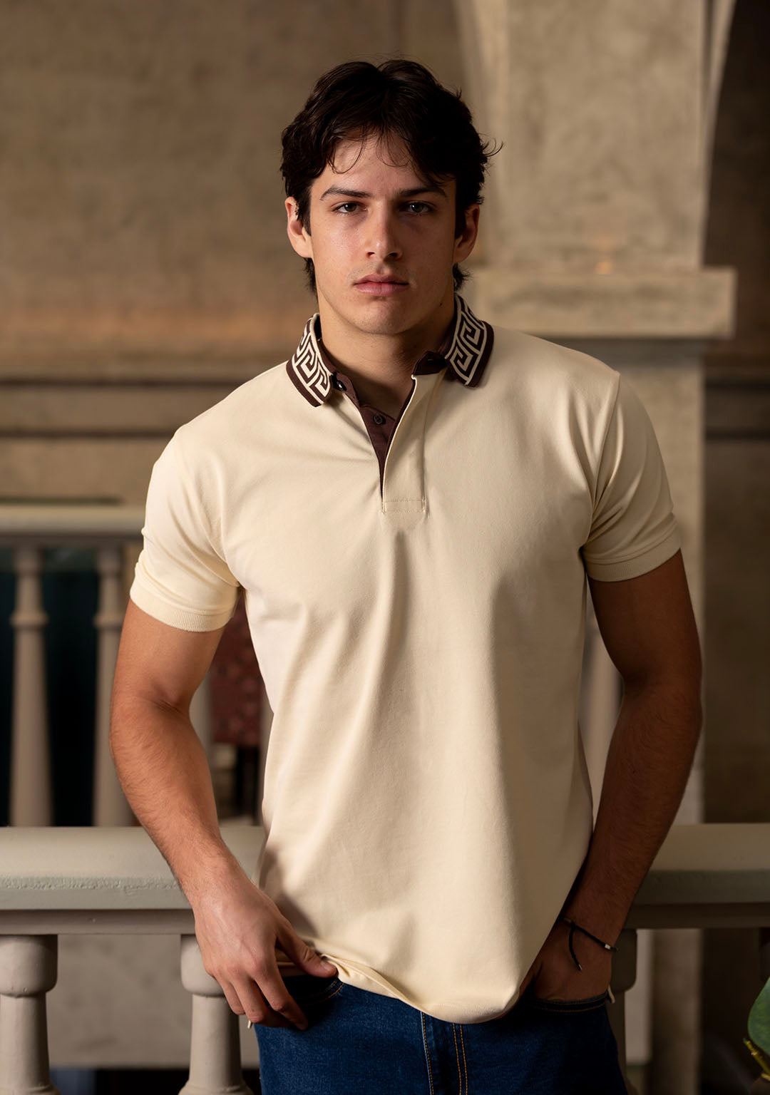 The Luxury Polo in Ecru Meander