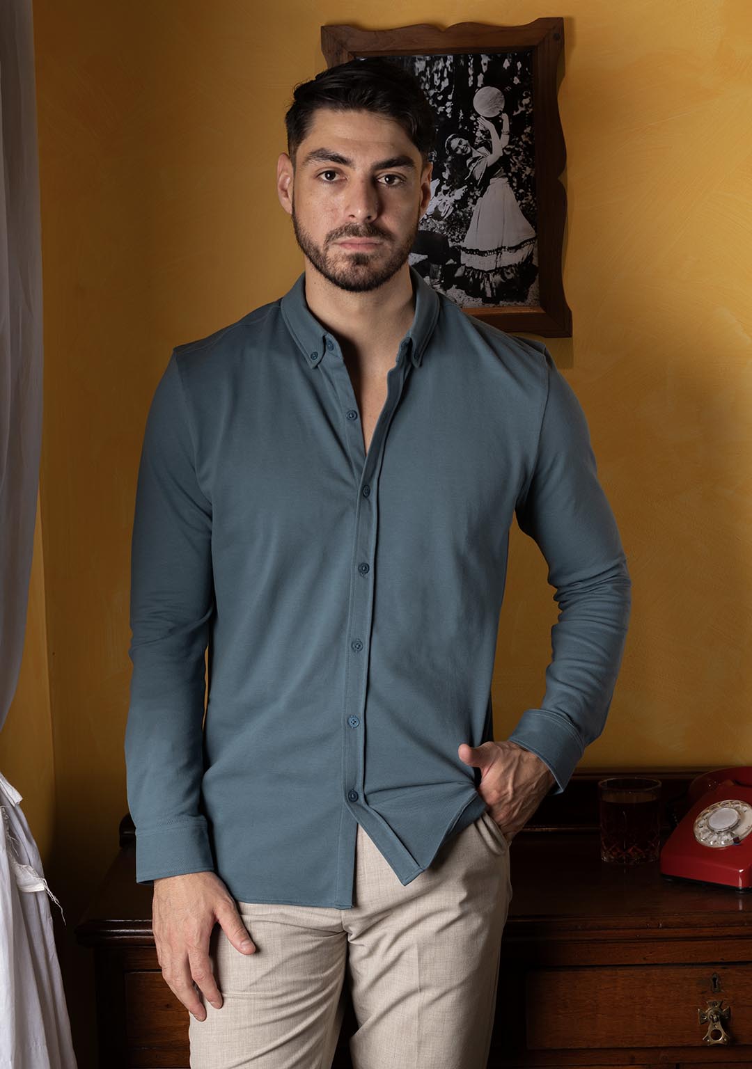 Piqué Shirt in Arctic Blue