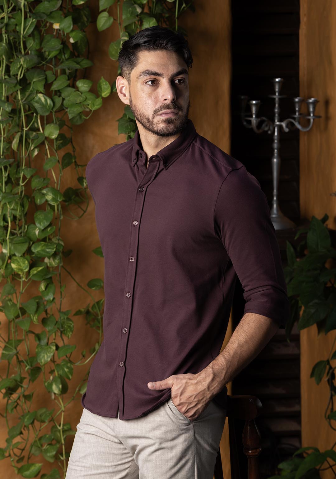 Piqué Shirt in Chocolate Martini 