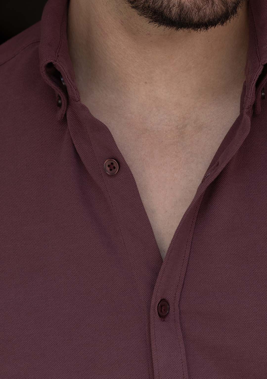 Piqué Shirt in Grape Wine
