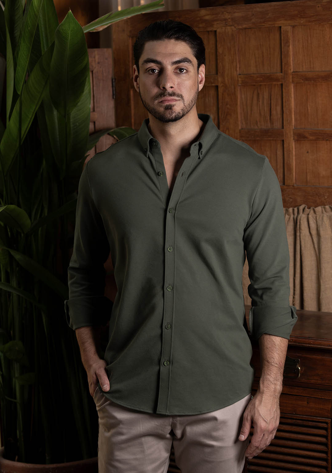 Piqué Shirt in Martini Olive