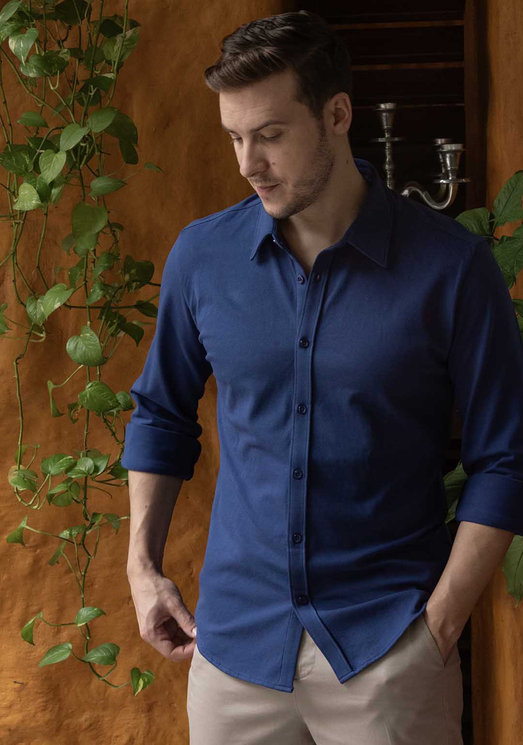Piqué Shirt in Mazarine Blue