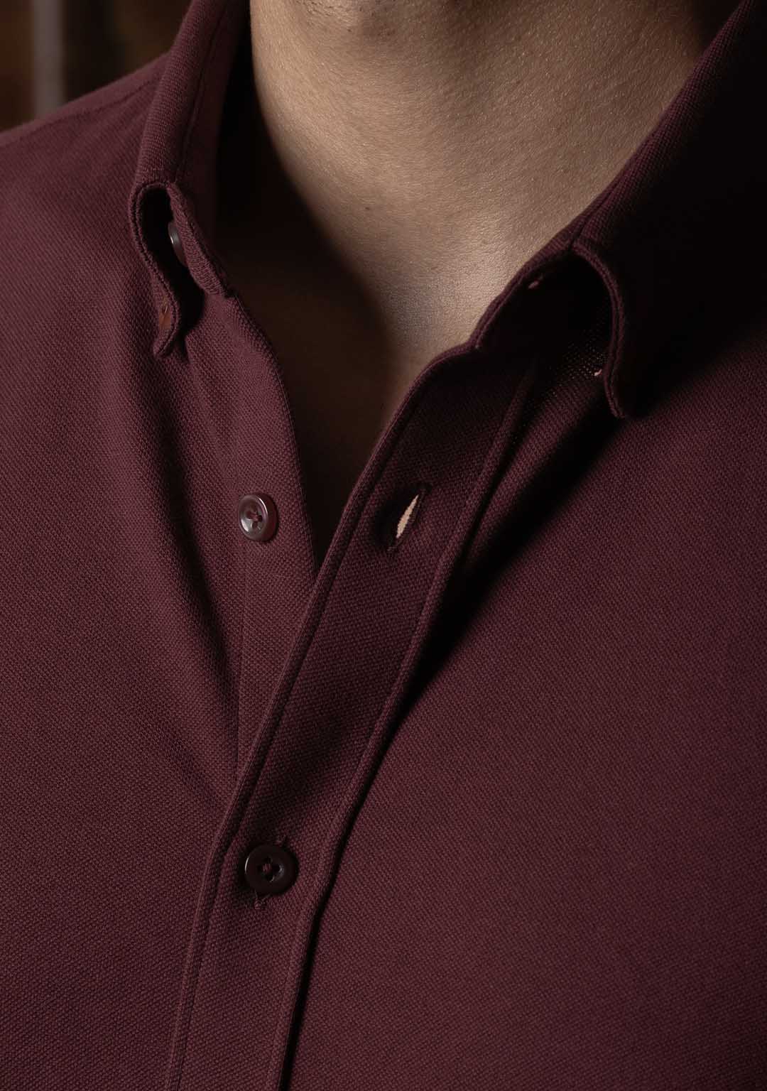 Piqué Shirt in Merlot