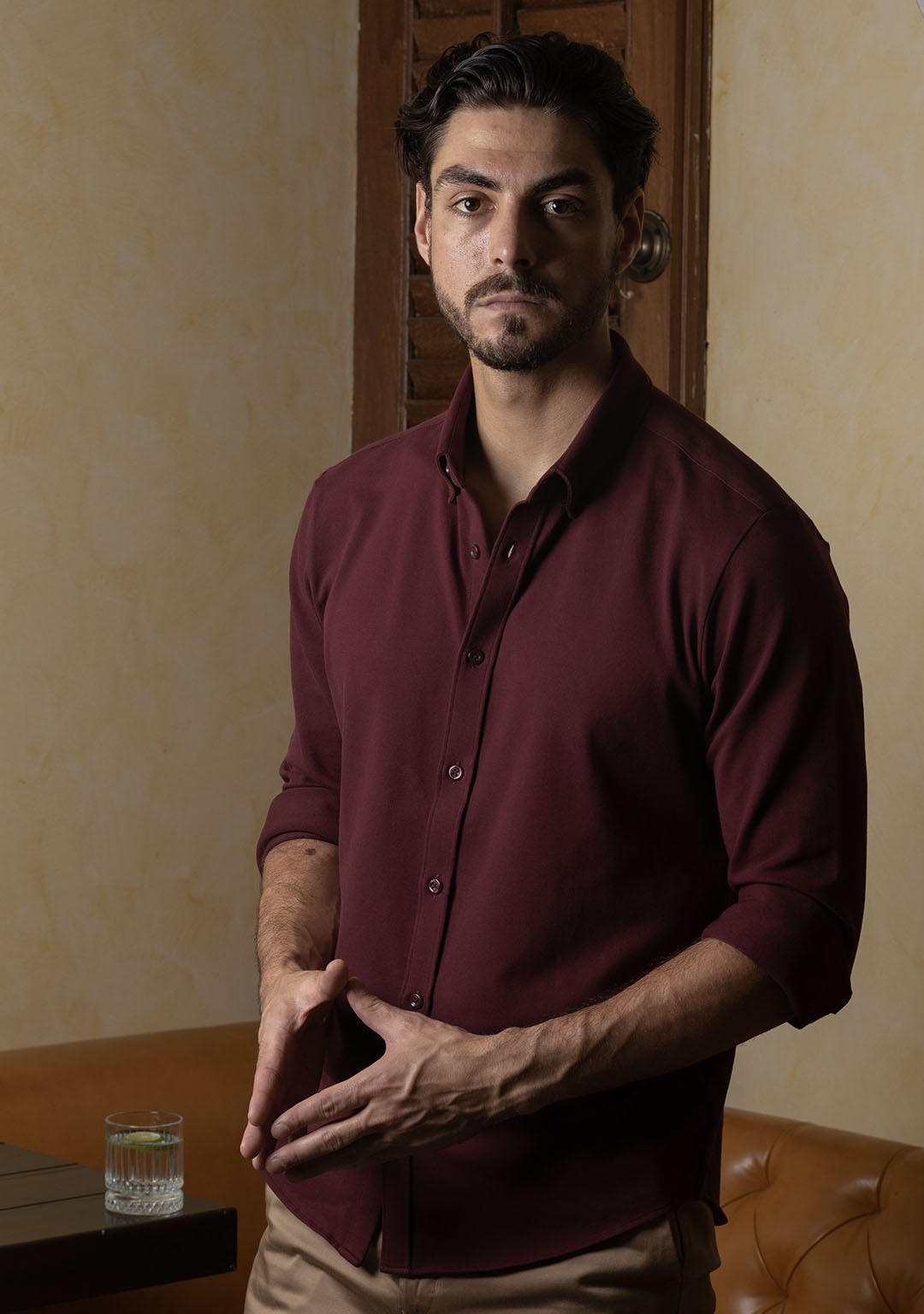 Piqué Shirt in Merlot