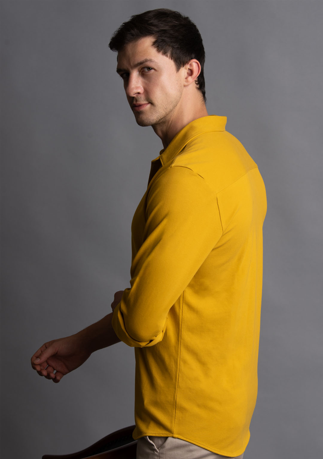Piqué Shirt in Mustard