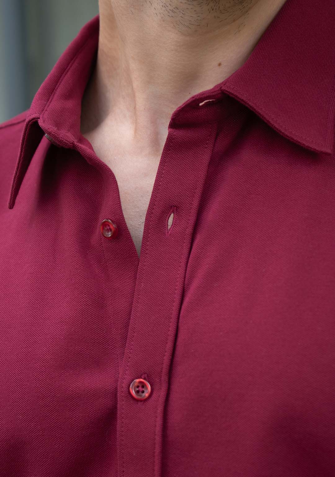 Piqué Shirt in Cranberry