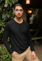 Piqué T-Shirt in Black Full Sleeves