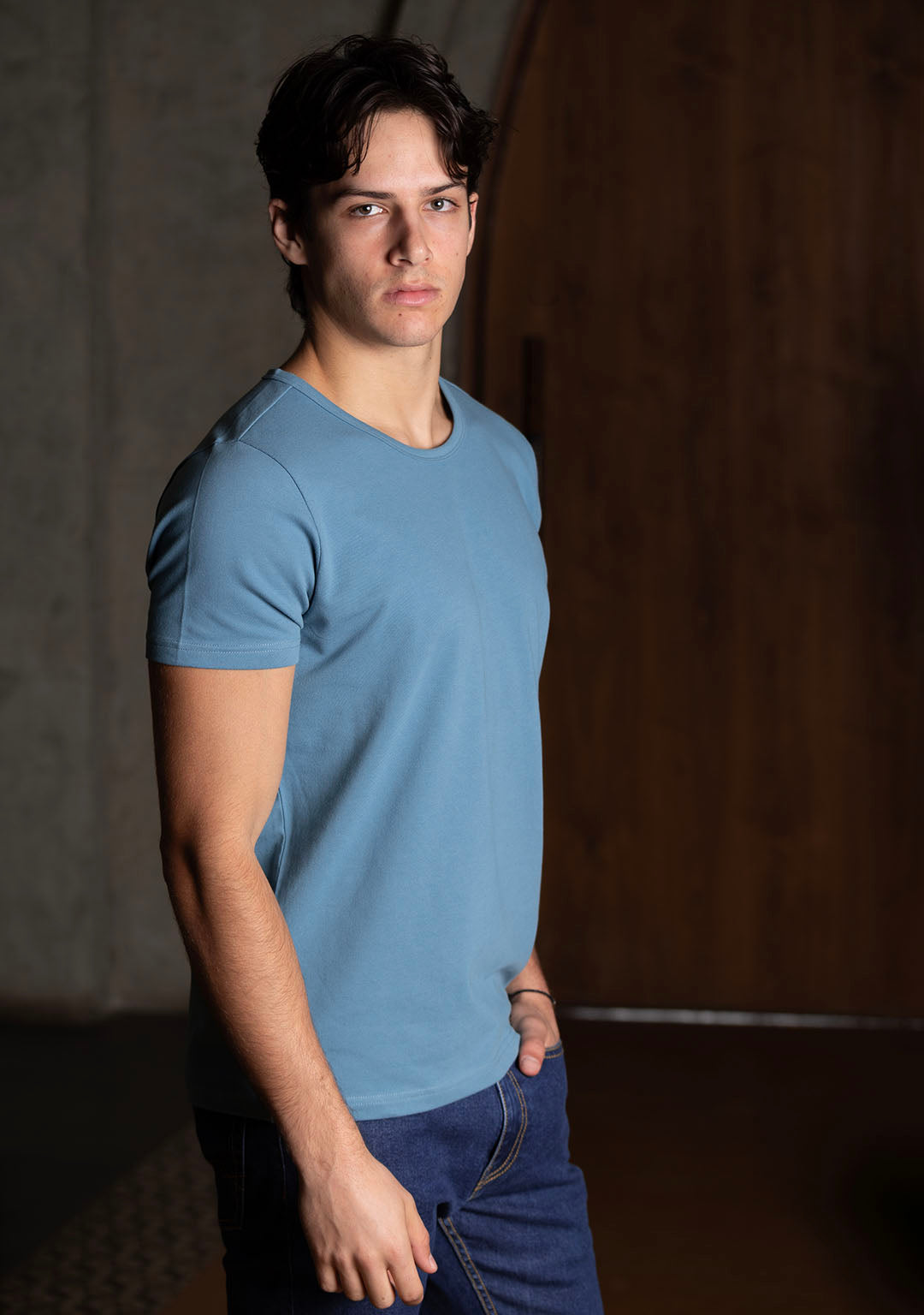 Piqué T-Shirt in Blue Marine