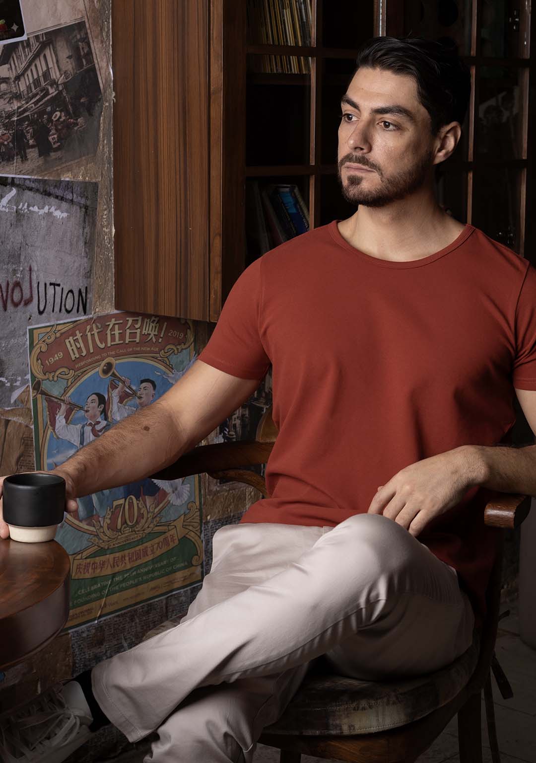 Piqué T-Shirt in Terracotta