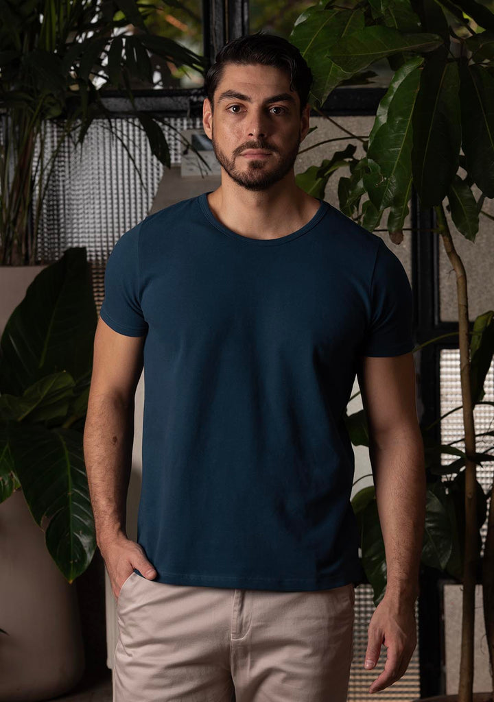 Piqué T-Shirt in Titan Blue