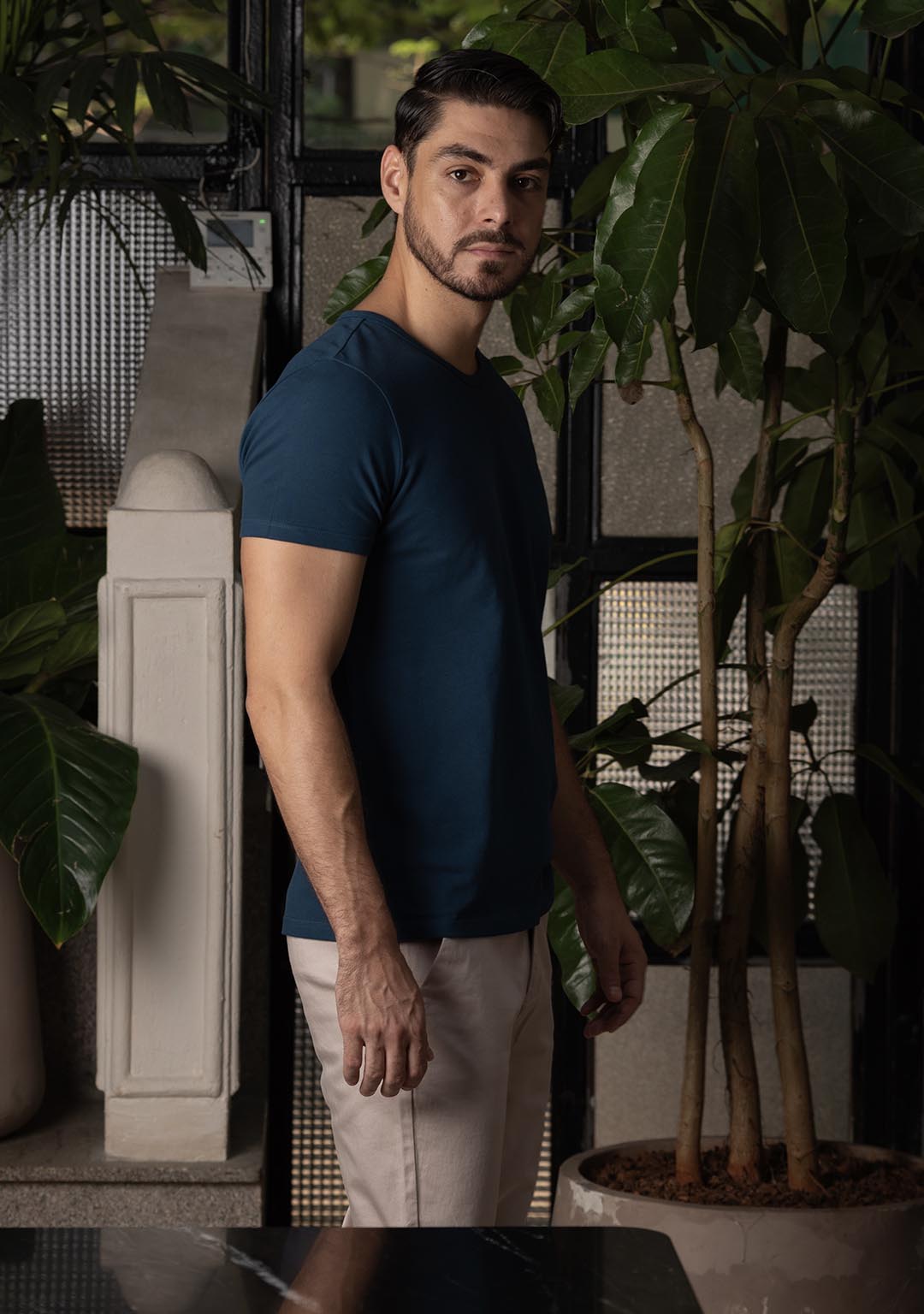 Piqué T-Shirt in Titan Blue