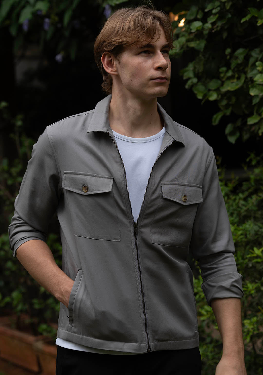 Shacket in Neutral Grey