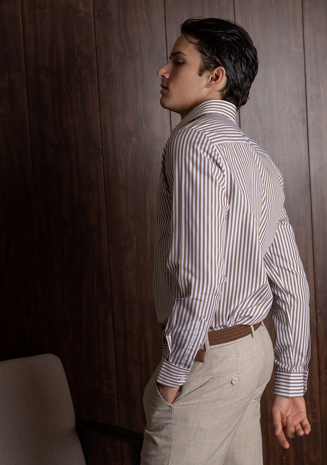 Striped Shirt in Mocha