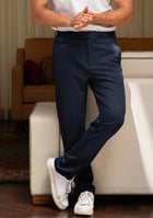 Transit Pants in Royal Navy Pinstripes