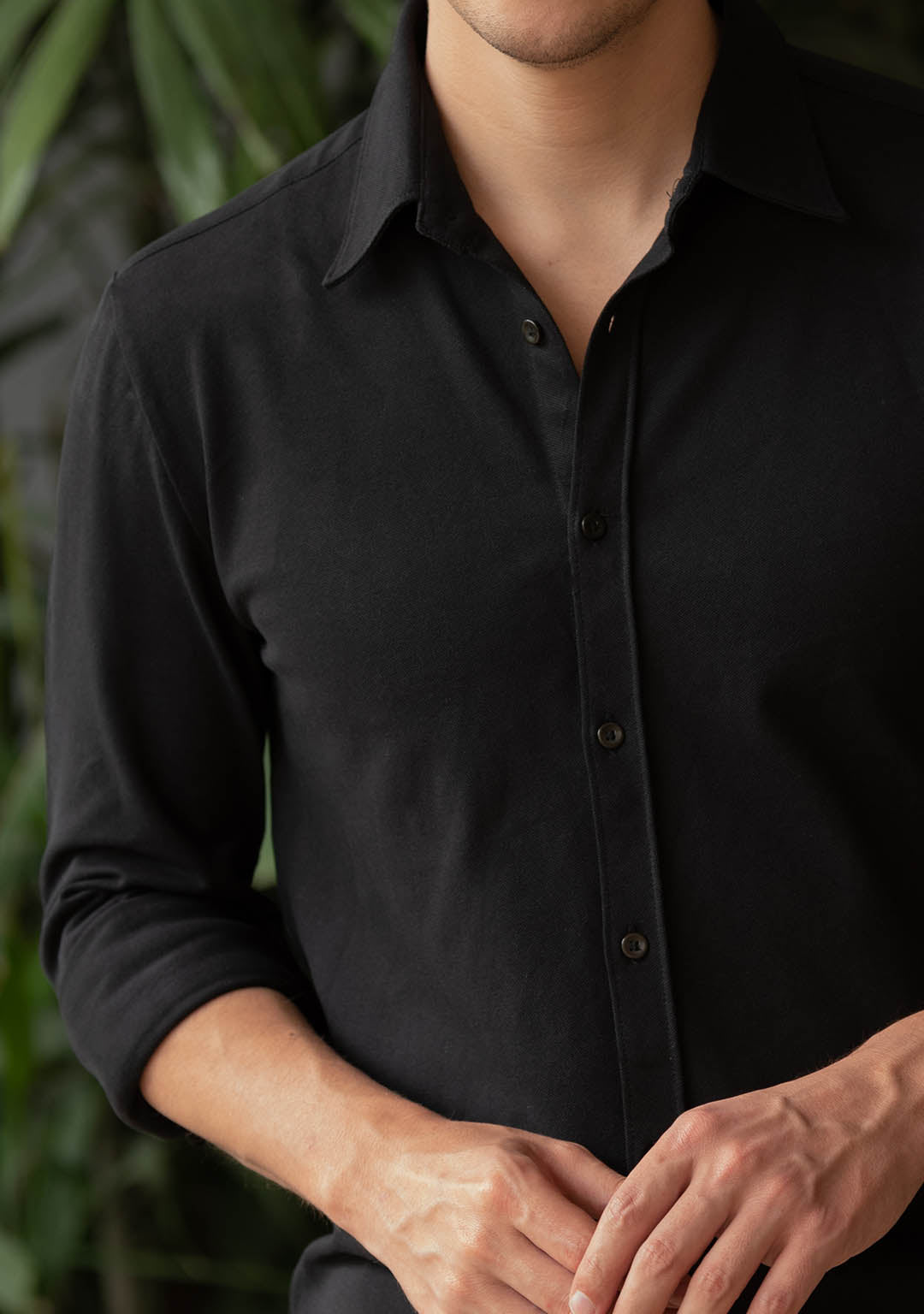 Piqué Shirt in Black