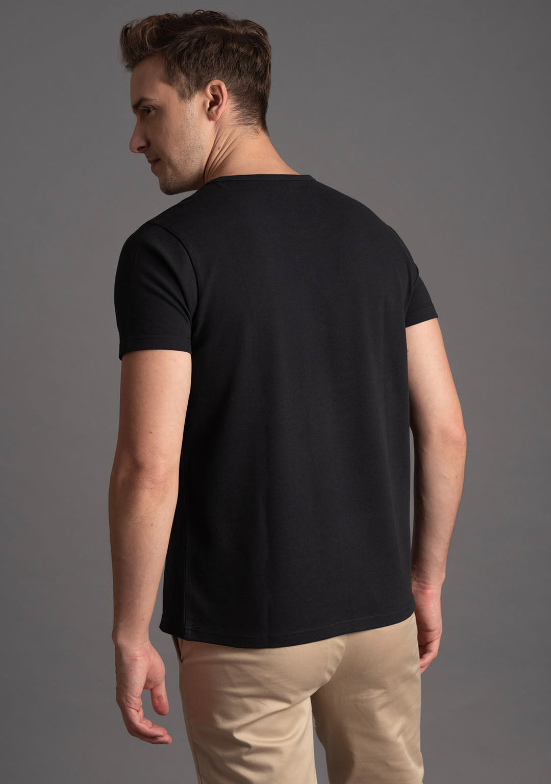 Piqué T-Shirt in Black
